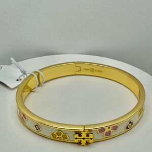 TORY BURCH Kira Enamel Floral Print Bangle NWT W/ Dust Bag